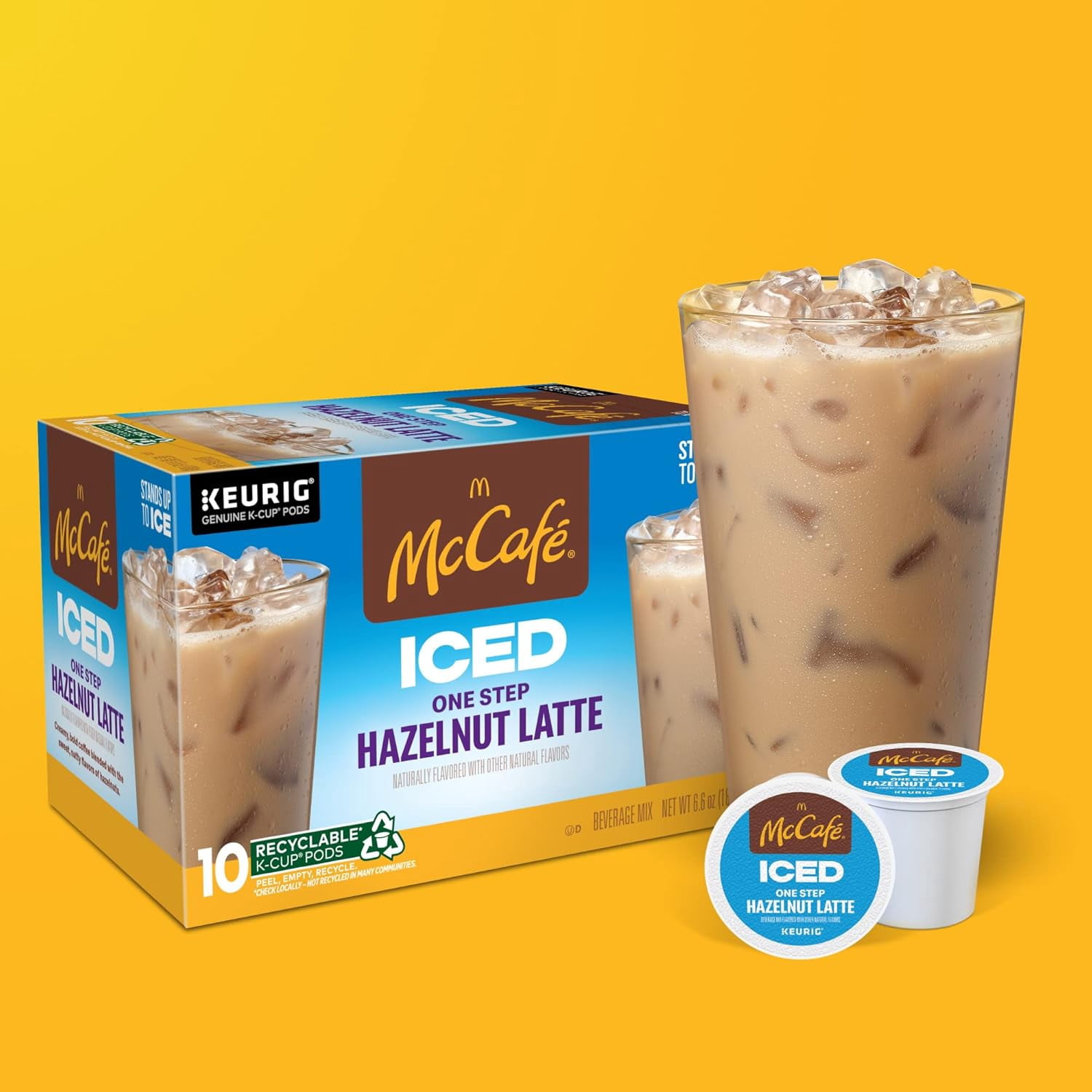 McCafe ICED One Step Hazelnut Latte, Keurig Single Serve K-Cup Pods, 60 Count (6 Packs of 10)