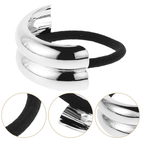 Luxshiny Silver Alloy Metal Hair Ring with Vintage Geometric Design for Stylish Ponytail