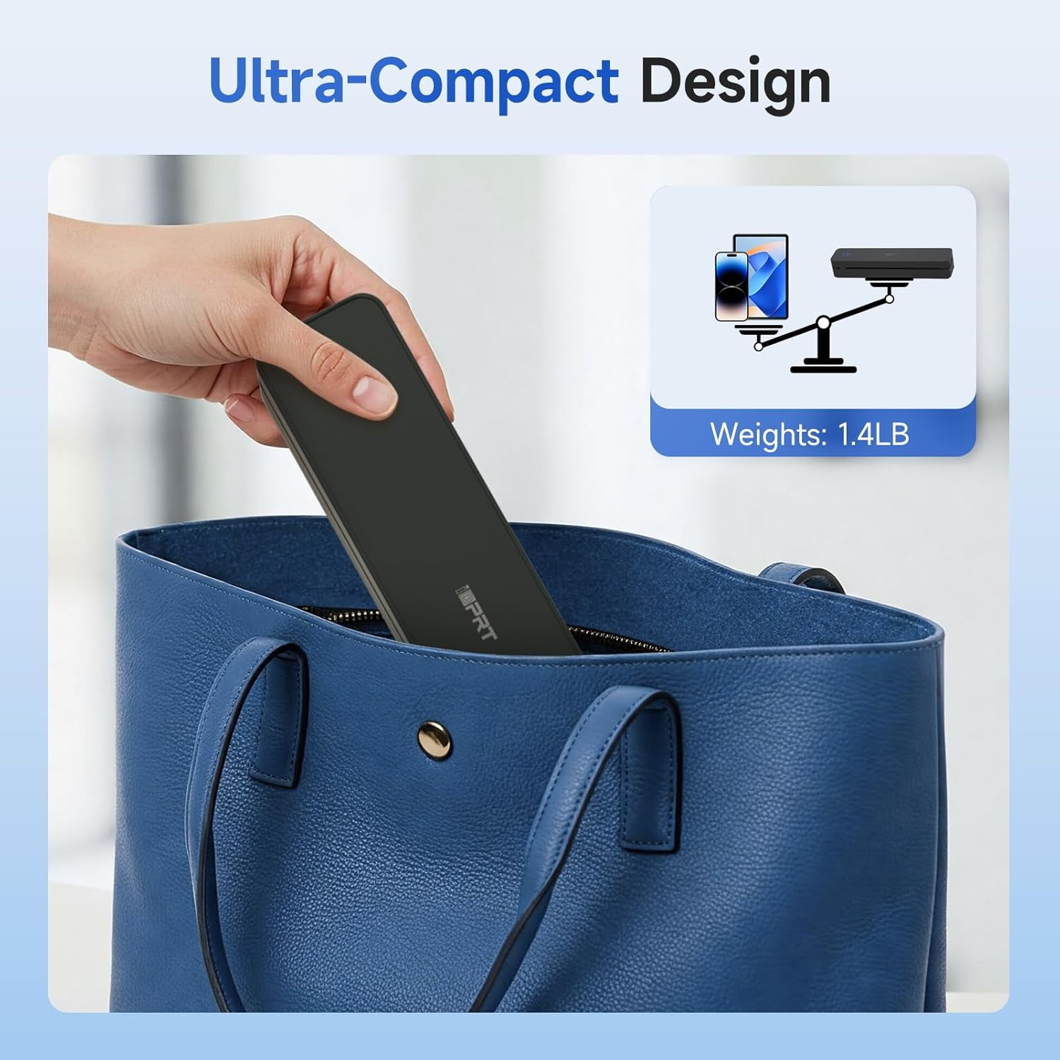 Restored iDPRT Portable Thermal Printer, MT610 Pro Wireless for Travel, 300 DPI Bluetooth Inkless Printer Support 8.5" X 11" US Letter Thermal Paper for Home, Compatible with iOS, Android, Black