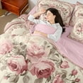 thumbnail image 4 of Manfei Girls Pink Rose Twin Bedding Sets 7-Piece, Anniversary Flower Floral Bedding Comforter Set, Western Bohemian Mandala Reversible Sheet Sets, Ultra Soft Home Decor, 4 of 7