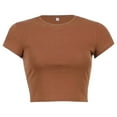 thumbnail image 1 of Prolriy Hauts d'Été pour Femmes 2025 T-Shirt Court à Col Rond Uni d'Été pour Femmes Marron1 TG, 1 of 5