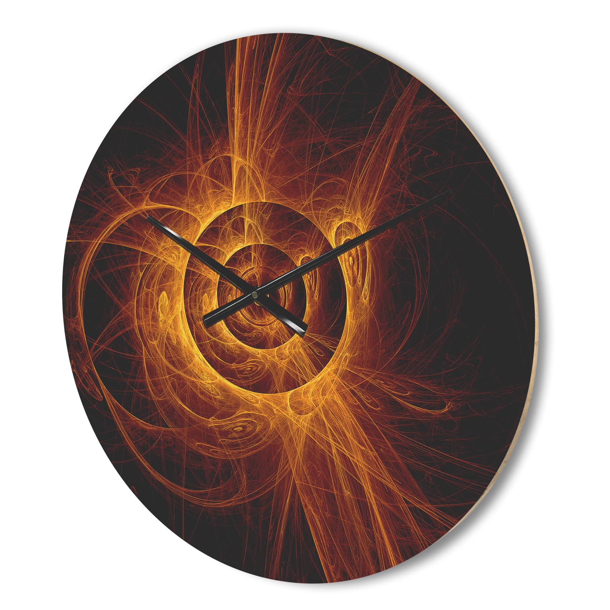 Designart 'The Yellow Flashing Flame ' Modern Wood Wall Clock