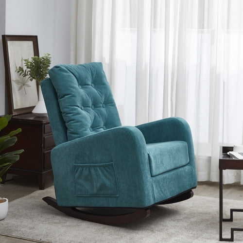 Ucloveria Modern Home Rocking Chair, Comfy Armchair with Side Pocket