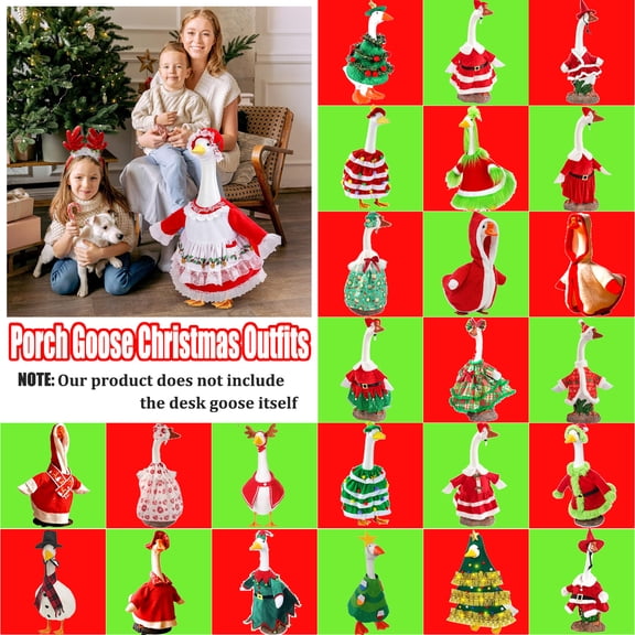 JASKFLY Porch Goose Christmas Outfits Christmas Goose Outfit Set Porch Statue Clothes 23 Inch Lawn Decoration Costume 1 Set Snowman Theme Outdoor Garden Yard Decor