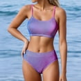 thumbnail image 2 of Xijirk Women's Gradient Spaghetti Strap High Waist Bikini Set Two Piece Swimwear for Summer Beach Pool Party Outdoor,M,Z01 Purple, 2 of 6
