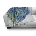 thumbnail image 3 of Lion Soft Flannel Fleece Throw Blanket, Lion Portrait with Digital Hazy Effect King of Forest Illustration, Cozy Plush for Indoor and Outdoor Use, 70" x 90", Pale Blue Turquoise, by Ambesonne, 3 of 6