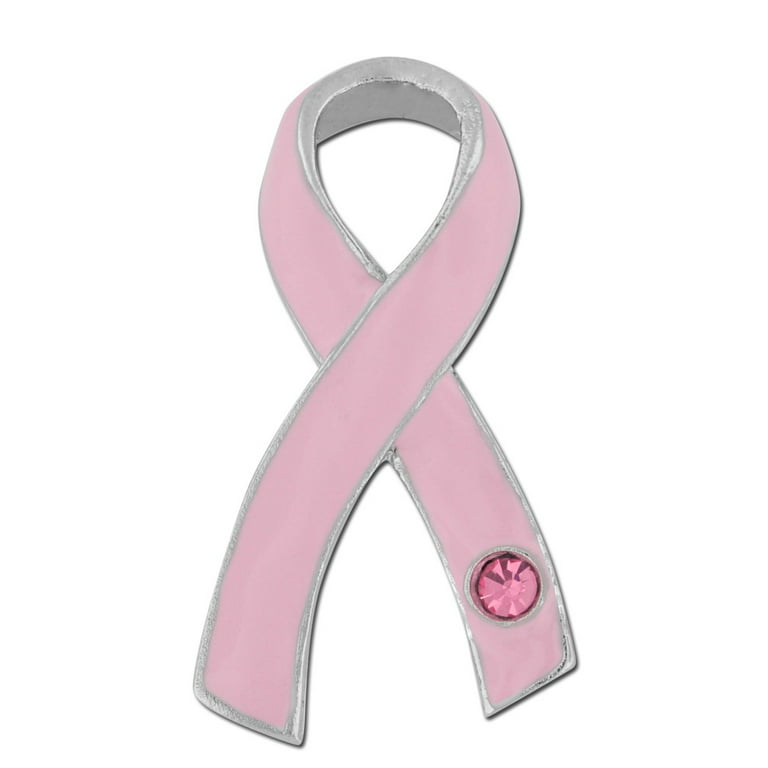 PinMart's Breast Cancer Pink Awareness Ribbon with Rhinestone Enamel Lapel  Pin