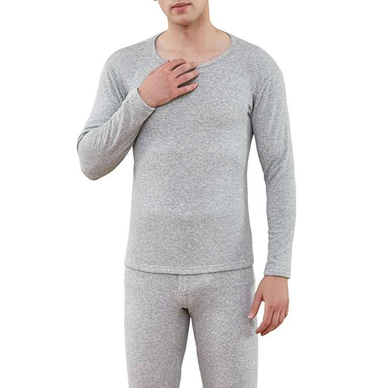 Men's Cotton Thermal Underwear Set Shirt Pants Long Johns