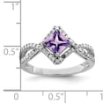 thumbnail image 2 of 925 Sterling Silver Rhodium-plated Diamond and Amethyst Ring Size 7, 2 of 6