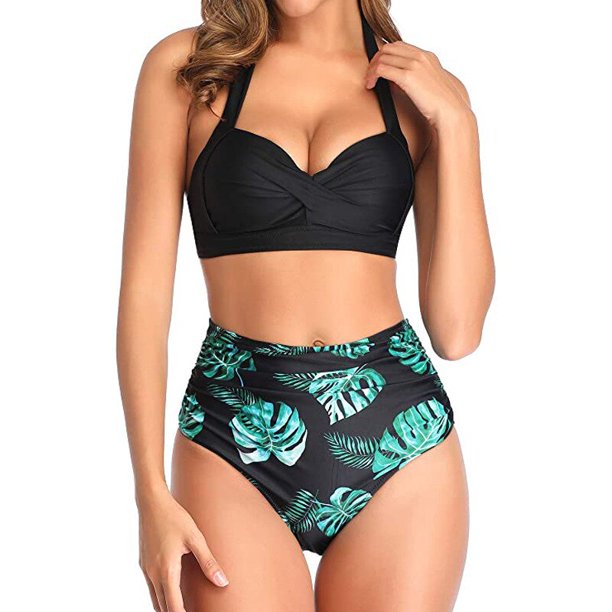 Conjunto de Bikini a la moda para mujer, traje de baño de dos piezas con estampado, para verano qym unisex