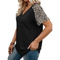 thumbnail image 3 of WellSize Plus Size T Shirts for Women Color Block Short Sleeve Tunic Tops Casual V Neck Summer Blouses, 3 of 7