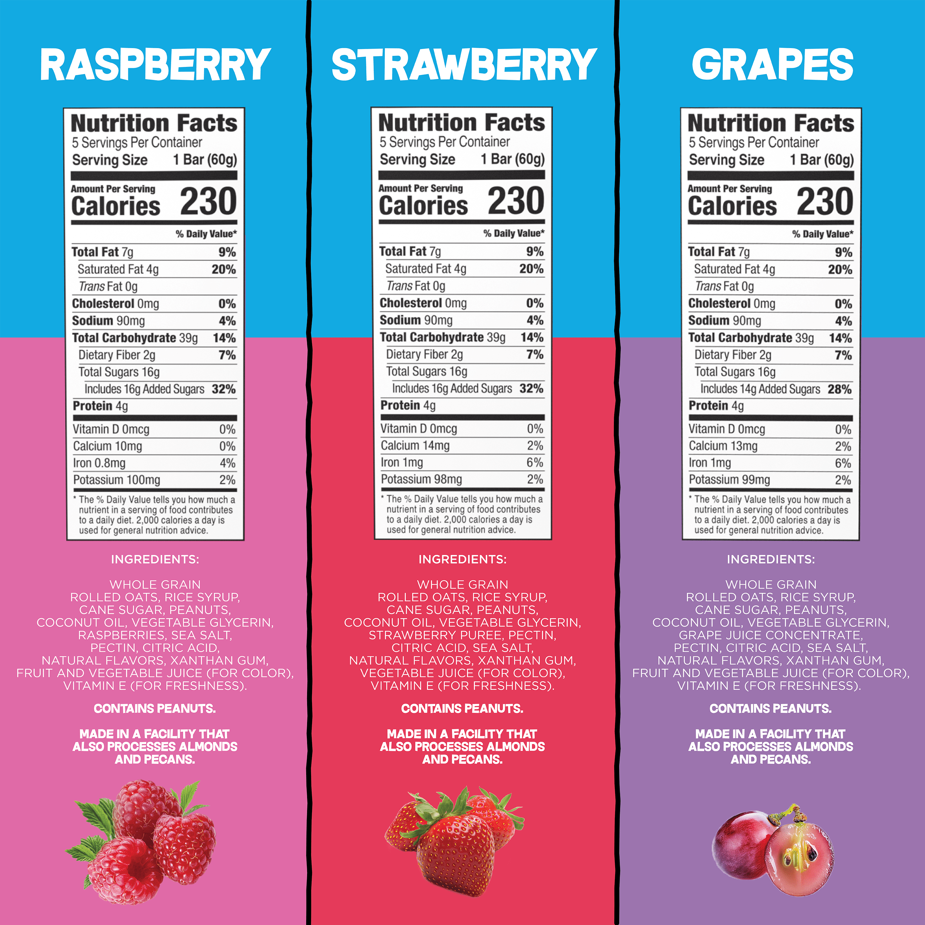Bobo's PB&Js 3-Flavor 30ct Variety Pack - Strawberry (10), Grape (10), Raspberry (10)