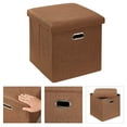 thumbnail image 6 of VECELO Folding Storage Ottoman 15" Square Cube Storage, Space-Saving Box Foot Rest Stool Seat For Bedroom Living Room, Brown, 6 of 13