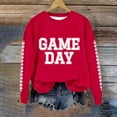 thumbnail image 2 of Uootdi Game Day Long Sleeve Sweatshirt for Women Funny Letter Print Graphic Top Fall Fashion Sports Tops, 2 of 3