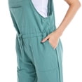 thumbnail image 6 of Women's Fashion Cotton Linen Adjustable Strap Drawstring Waist Bib Overalls Jumpsuit Green,XL, 6 of 6