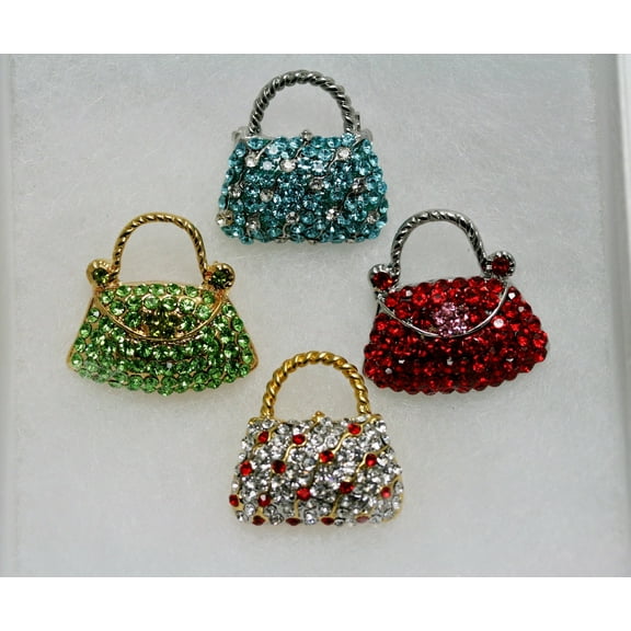 Just Love Jewels Basket Purse Rhinestone Brooch Pin, Trinket Jewelry