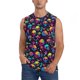 thumbnail image 1 of Fotbe Skull rainbow color mushroom Men's Camiseta sin Mangas Estampada para Hombres, Playera Casual para Gimnasio, Entrenamiento, Playa-3X-Large, 1 of 7
