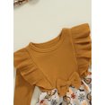 thumbnail image 6 of Musuos Baby Girls Halloween Romper Dress 0-18M Long Sleeve Ruffled Ribbed Pumpkin/Bat Print Jumpsuit with Bow Headband, 6 of 9