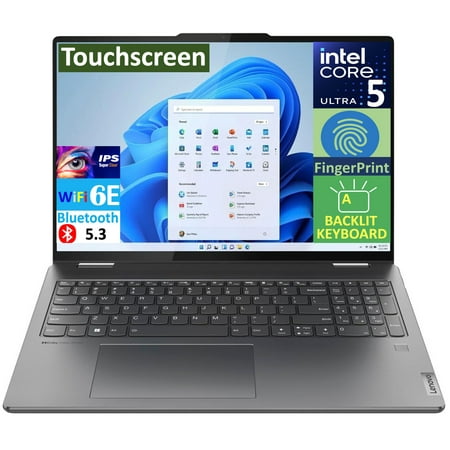 Lenovo Yoga 7i AI Powered 2-in-1 Laptop 16.0in Touchscreen IPS WUXGA Display (Intel Ultra 5-125U, 16GB LPDDR5X, 512GB SSD, Backlit KB, Fingerprint, 2 Thunderbolt 4, WiFi 6E, Webcam, Win 11 Home)
