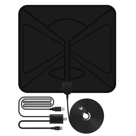 - Masione HDTV Antenna Amplified Super Thin Indoor Using - with Detachable Amplifier Signal Booster and 10ft Excellent Performance Coaxial Cable - 50 Miles Range Digital Antenna - Black