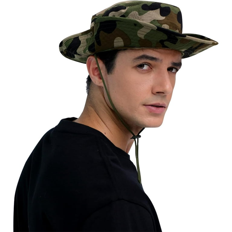Unisex Cotton Boonie Hat - Wide Brim Safari Bucket Hat For Summer, Camping, Fishing