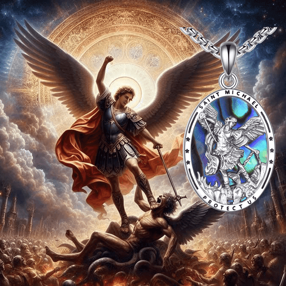 St Michael Pendant for Men 925 Sterling Silver Saint Michael Necklace Archangel Michael Medal Jewelry Gifts for Men Women