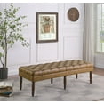 thumbnail image 3 of HomePop Classic Tufted Long Bench - Light Brown Vegan Leather, 3 of 11