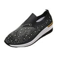 thumbnail image 6 of Womens Sparkly Butterfly Rhinestones Platform Wedge Walking Shoes Bling Fall Knit Slip on Socks Casual Tennis Work Loafer Sneakers, 6 of 7
