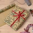thumbnail image 6 of ThrottleT Vintage Recyclable Christmas Wrapping Paper Rolls, Brown Kraft Wrapping Paper with Red and Green Pattern, Holiday Gift Wrapping Paper Christmas Rolls, 17x120 inch, 4 Rolls, 6 of 7