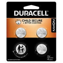 Duracell 2032 Lithium Coin Battery 3V, CR2032 Battery, Bitter Coating Discourages Swallowing, 4 Pack