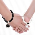 thumbnail image 4 of HHBEAUTY 2Pcs Natural Stone Beads Bracelet, Couples Matching Frosted Stone Bracelet for Women Men Best Friend Lovers Friendship Unisex Jewelry Gift, 4 of 6