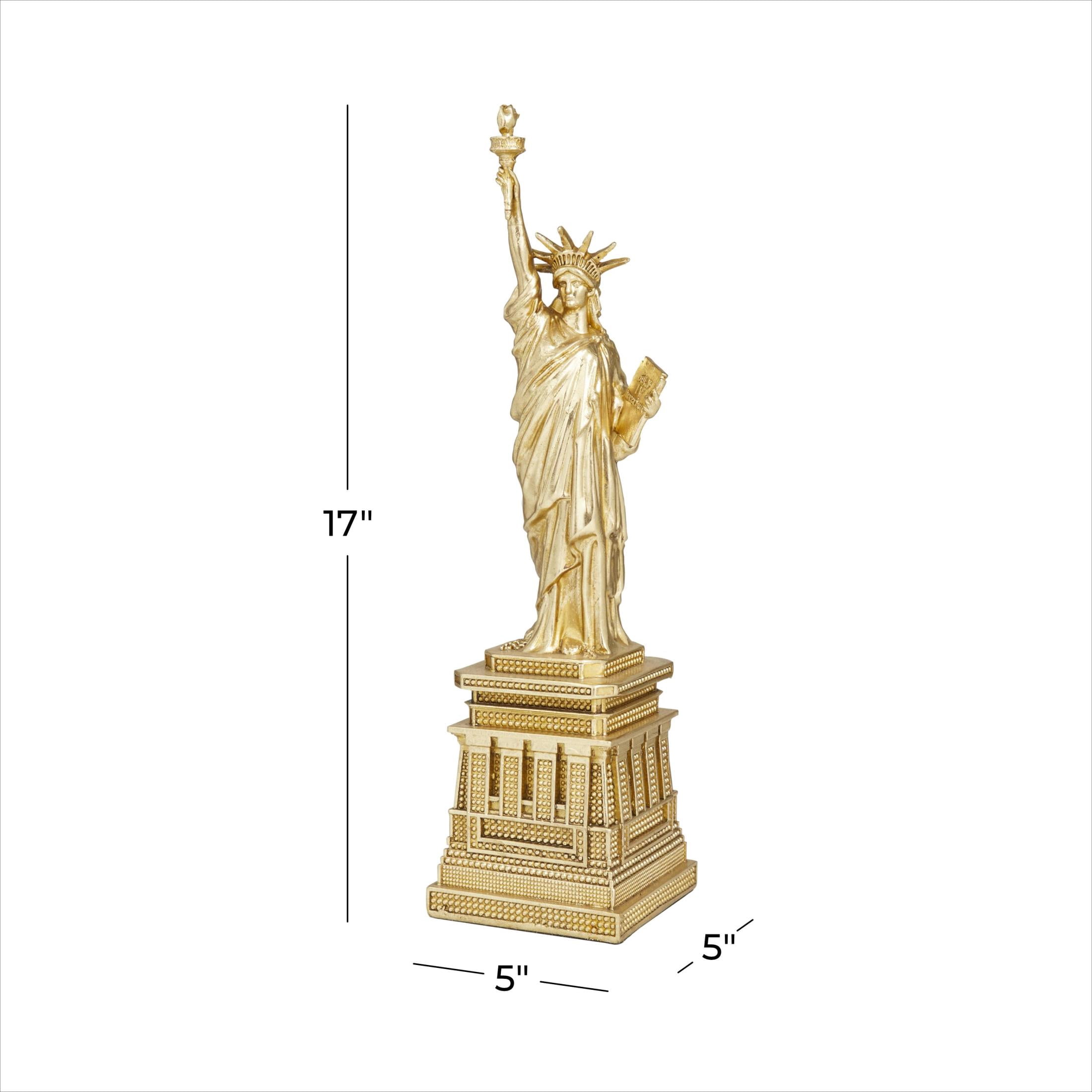 5" x 17" Gold Polystone Statue of Liberty Sculpture, by DecMode
