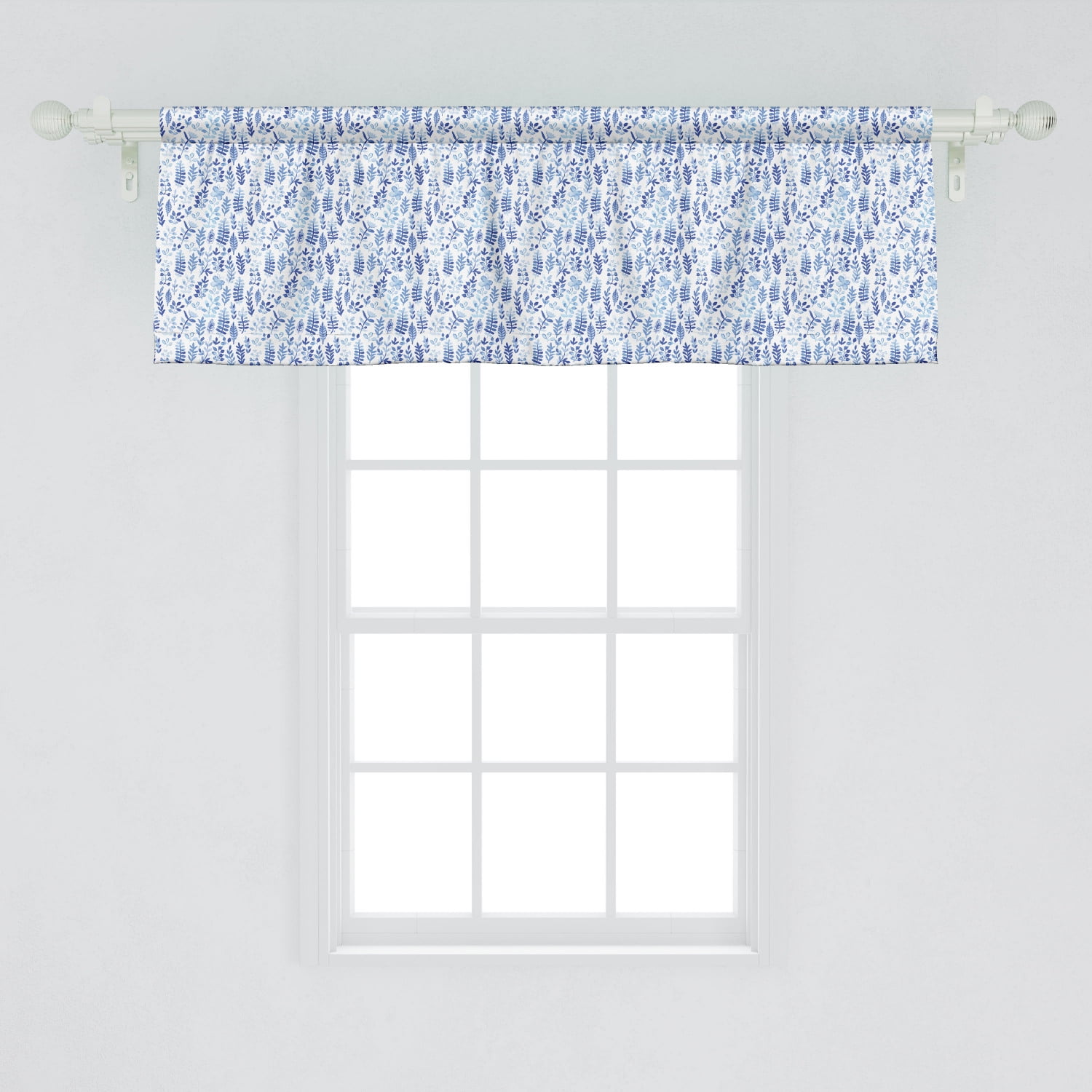 Ambesonne Blue and White Window Valance, Watercolor Style Herbs Fresh Nature Meadow Field Pattern, Valance for Kitchen Bedroom Decor with Rod Pocket, 54" X 18", Violet Blue Baby Blue - Walmart.com