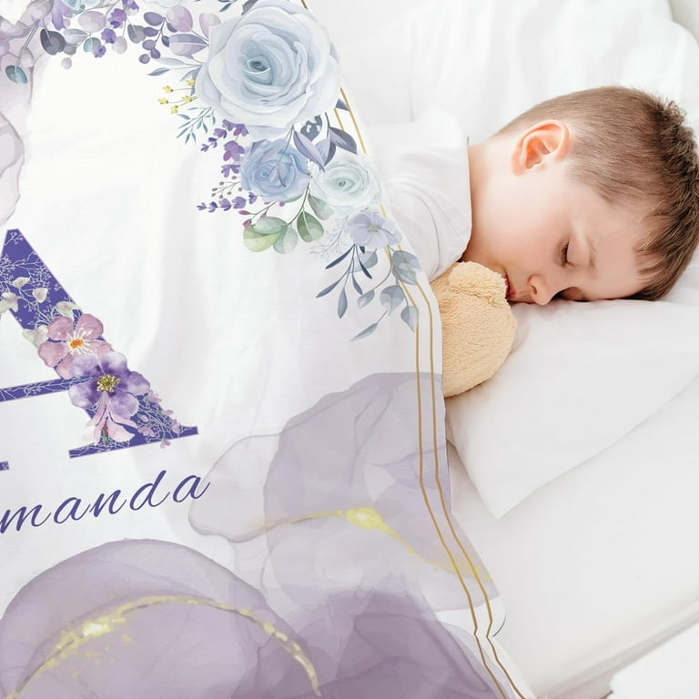 Personalized Baby Blanket with Name Custom Floral Name Blanket Toddler Girls Soft Flannne Swaddling Blankets Customized Monogram Memorial Gift for Infant Newborn Shower Walmart