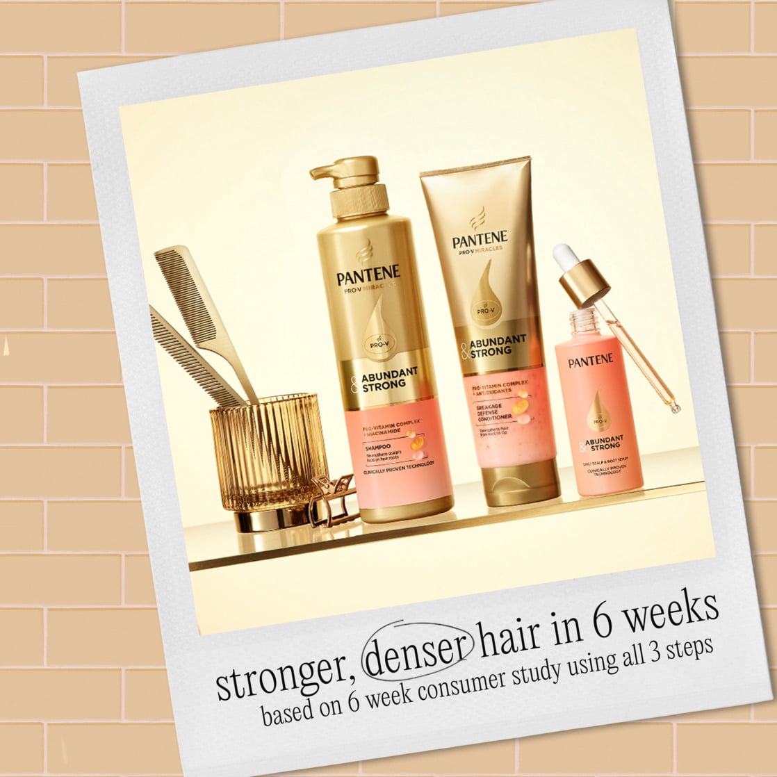 Alix Earle Pantene Abundant & Strong Gift Set (Shampoo and Conditioner, Serum, Brush, Bag)