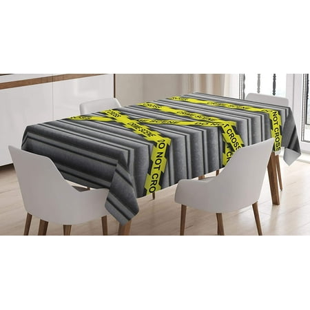 

Mindunm Police Tablecloth Crime Scene Investigation Do Not Pass Yellow Wraps Words Work of Art Print Rectangular Table Cover for Dining Room Kitchen Decor 60 X 84 Yellow and Black