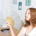 thumbnail image 6 of Elegant White Paper Fan Set for Wedding Party Decoration Lightweight Foldable Handheld Guest and Photo Props, 6 of 9