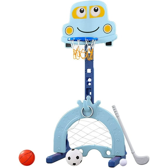 4-in-1 Toddler Basketball Hoop for Kids, Sports Activity Center Set for Children - Basketball Hoop Soccer Goal Golf Game Ring Toss, Toddler Basketball Sports Play Indoor and Outdoor