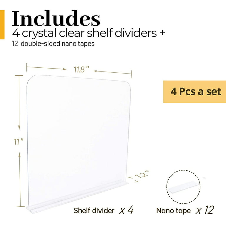 Clear Acrylic Shelf Dividers for Closet Shelf Organizer Multi