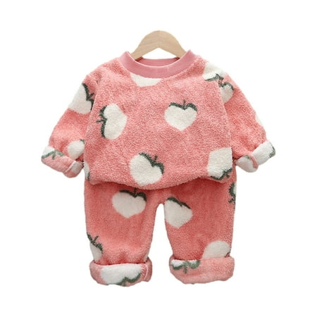 

Odeerbi Toddler Boys Girls Fleece Cotton Outfits Young Children Clothes Soft Warm Pajamas Holiday Birthday Gift Pink 2-3 Years