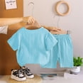 thumbnail image 4 of EnJoCho Toddler Boys Girls Cotton Linen 2 Pieces Outfits Summer Short Sleeve Button Down Shorts Set Kids Plain Soft Clothes Toddler Boy Summer Outfits, 4 of 9