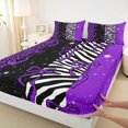 thumbnail image 3 of Homewish Fashion Leopard Print Queen Sheet Sets, Purple Princess Bow-tie Flat Sheet, Mystic Glitter Stars Queen Fitted Sheet, Lightweight Room Decor, 4 Pieces, 3 of 7