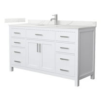 Beckett 60" White Single Vanity & Giotto Quartz Top (1-Hole) & Nickel Trim