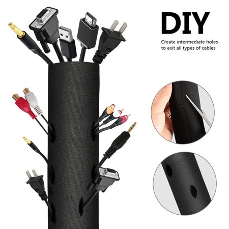 Cable Management Sleeve,Best Cords Organizer for TV, Computer, Home Entertainment | DIY Adjustable Cord (Best Cable Management Sleeve)