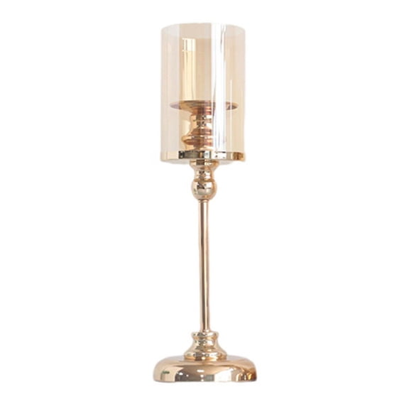 KDJ Gold Candle Holders Candlestick Holder with Glass Candle Cover for Wedding Decor - for Home Decor