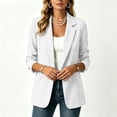 thumbnail image 5 of Women's Lightweight Blazer Open Front Textured Blazer Jacket Long Sleeve Work office Suit Coat with Pocket Fall Casual Outerwear White, 5 of 7