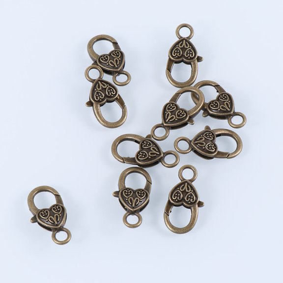 ETEREAUTY Heart Shaped Alloy Bracelet and Necklace Clasps for Jewelry Making, Design, 20 Pieces