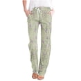 thumbnail image 1 of Mefallenssiah Mode Femmes Pantalon Décontracté Imprimé Floral Élastique Ample Jambe Large Droite, 1 of 4