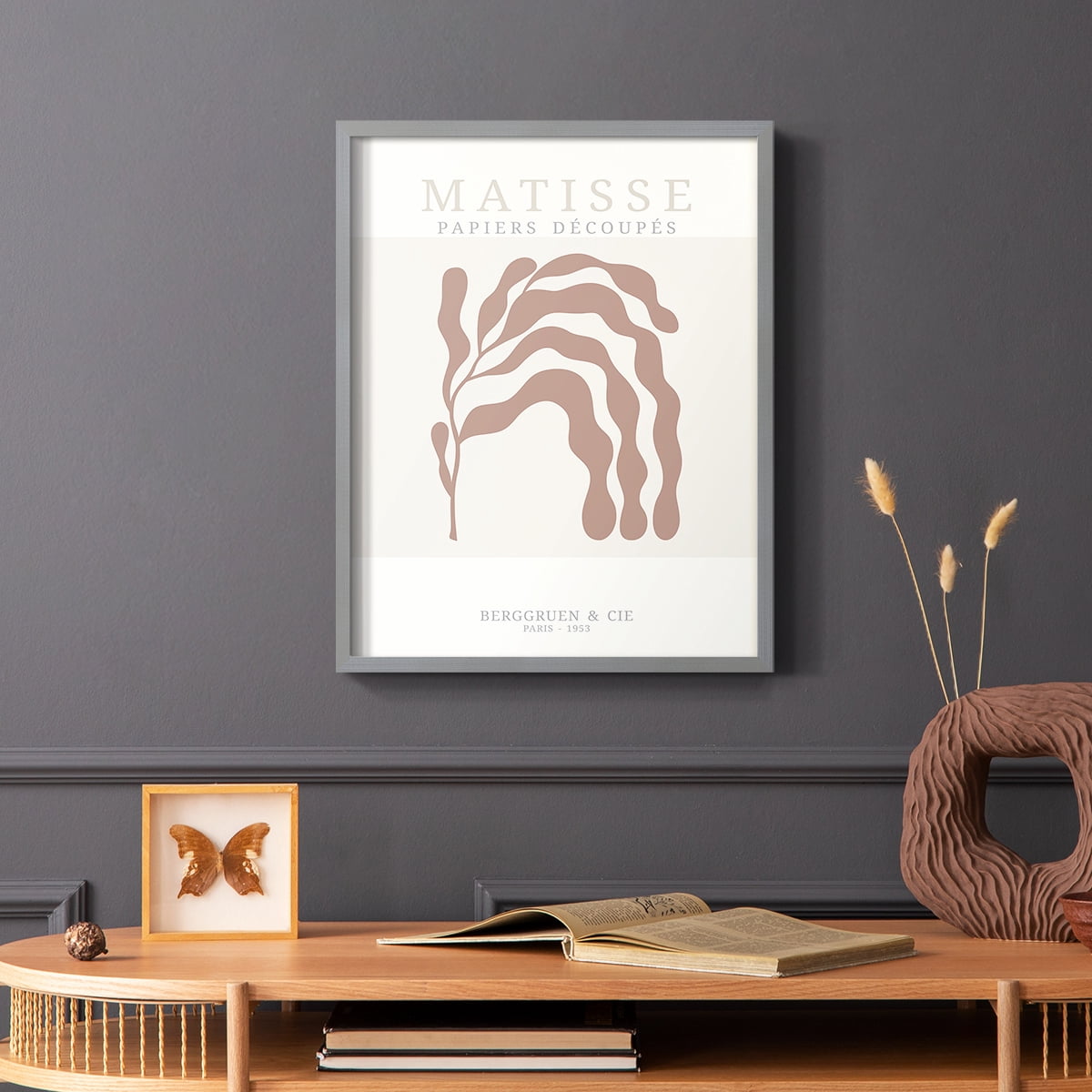 Matisse CDXXXII in Gray Solid Wood Framed Print No Nail Hanging