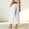 thumbnail image 5 of cocolona Womens Summer Casual Beach Capri Pants Elastic Button Waist Straight Wide Leg Lounge Cropped Pants with Pockets, 5 of 5